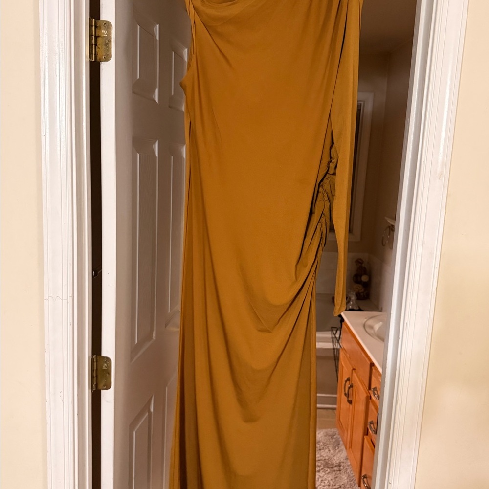 H&M One-Shoulder Maxi Dress in Mustard
